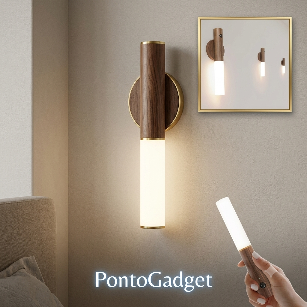 Pack 4 Luzes de Presença Magnéticas em Madeira com Sensor