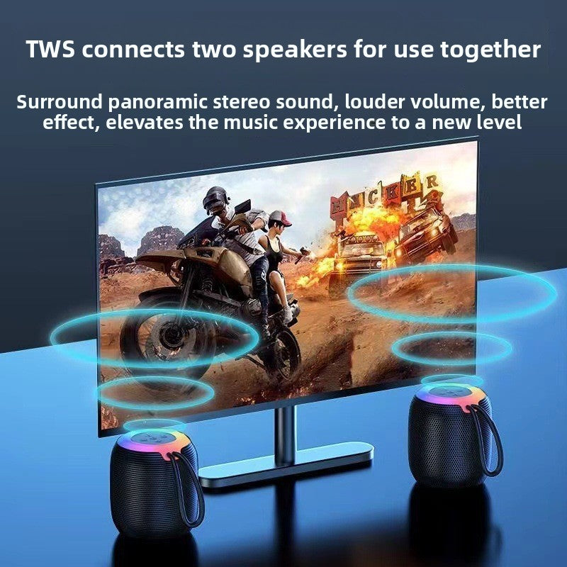 Coluna Bluetooth Super Bass com Luz Ambiente RGB